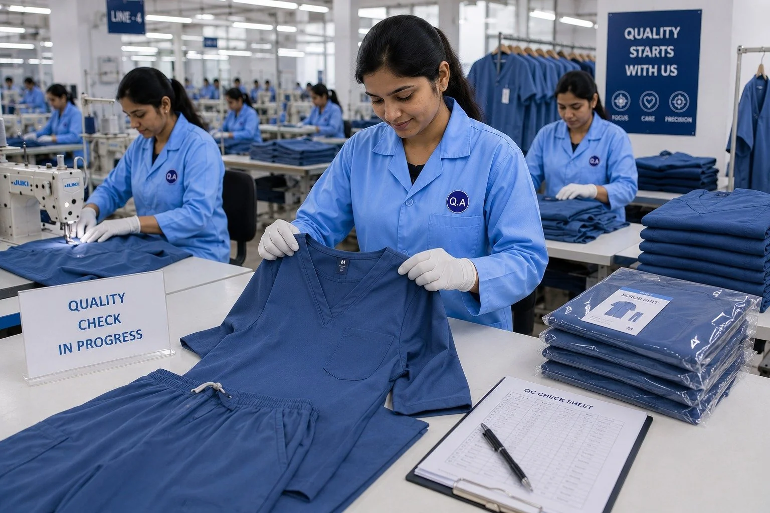 Industrial apparel production floor