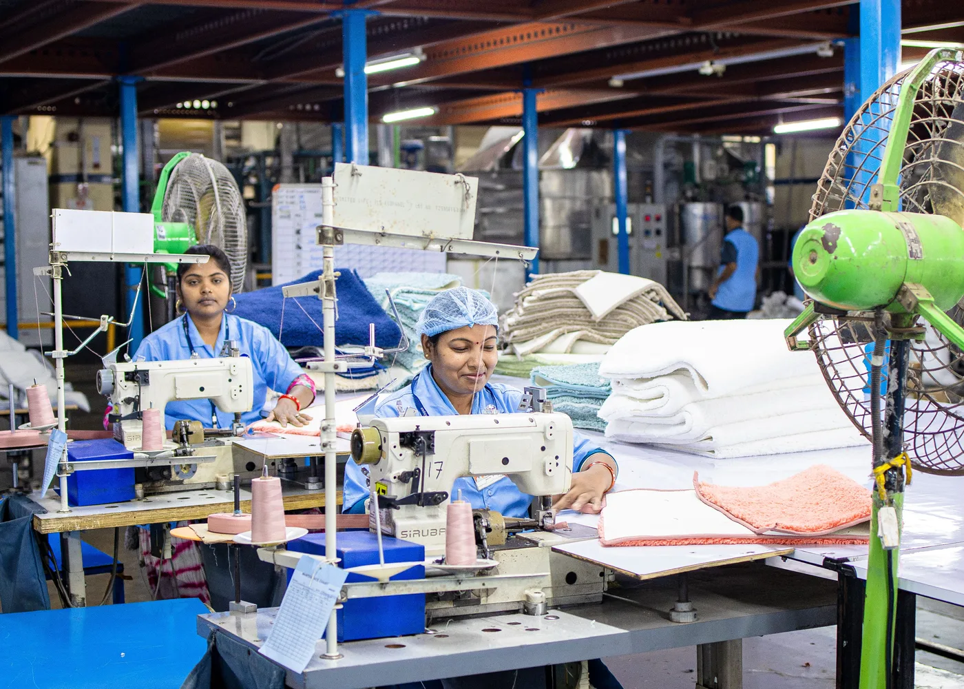 Industrial apparel production floor