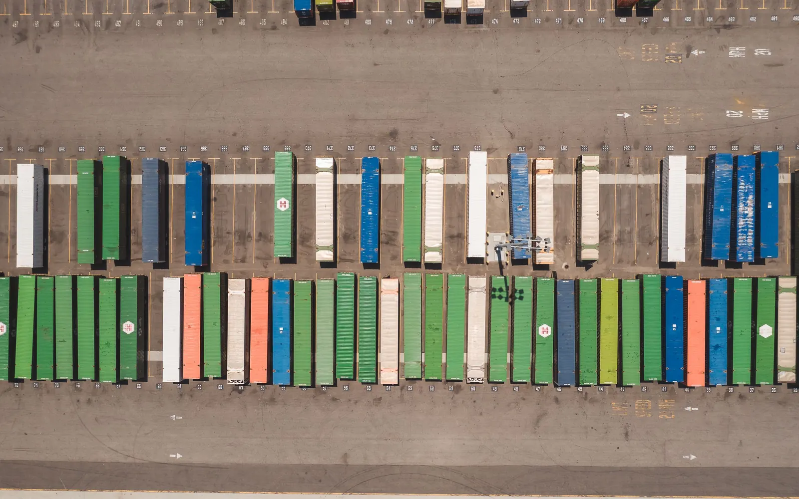 Shipping containers at an international port