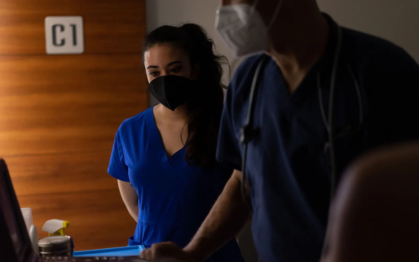 Healthcare staff wearing professional medical garments